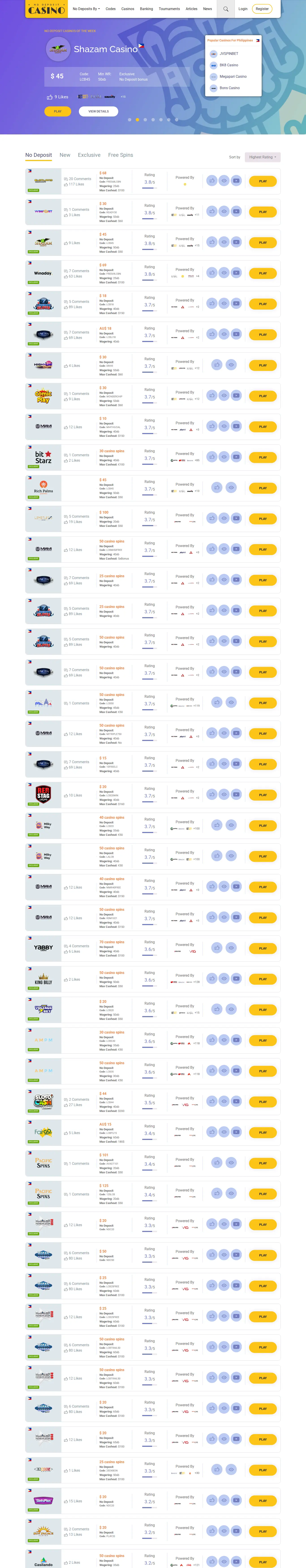 $10076 in No Deposit Casino Bonuses π $3529 New in October 2026 website homepage on desktop, full page, captured Oct 27, 2026