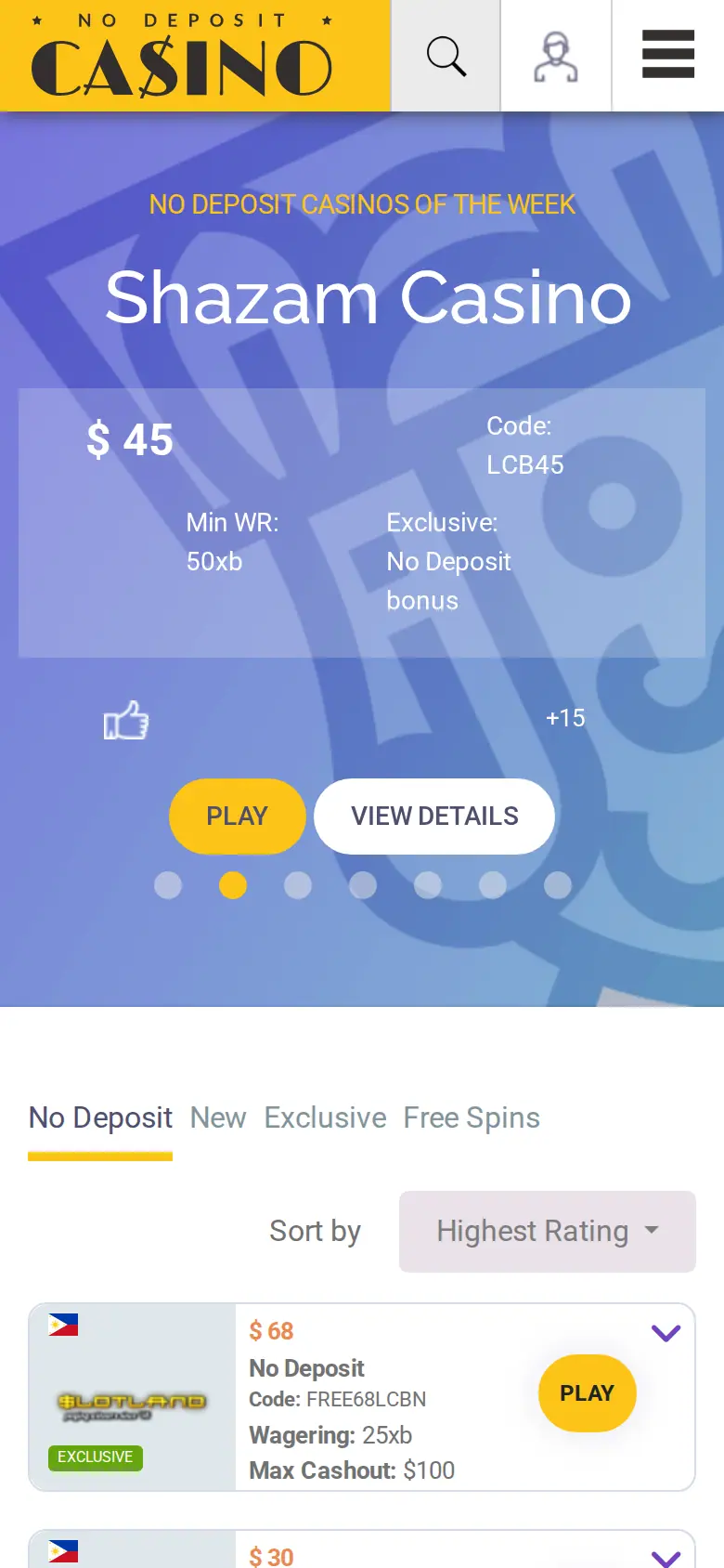 $10076 in No Deposit Casino Bonuses π $3529 New in October 2026 website on mobile, captured Oct 27, 2026