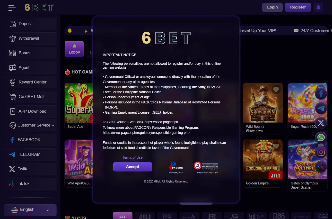 6BET Philippines Official Site website on Oct 7, 2026