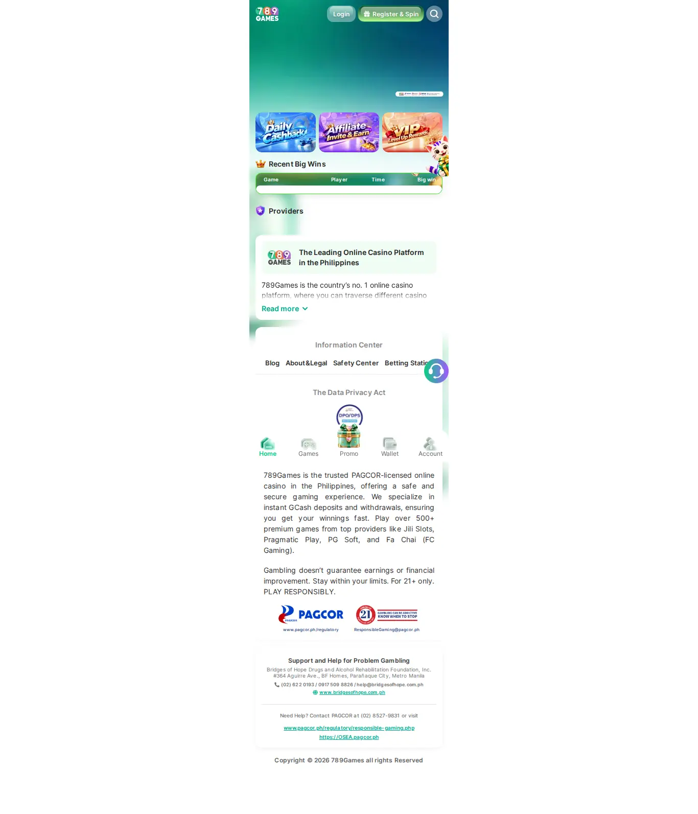 789Games website homepage on desktop, full page, captured Oct 24, 2026