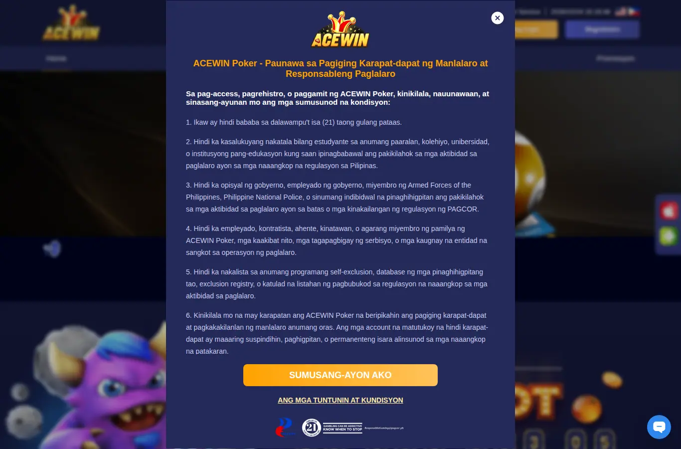 ACEWIN website homepage on desktop, full page, captured Oct 24, 2026
