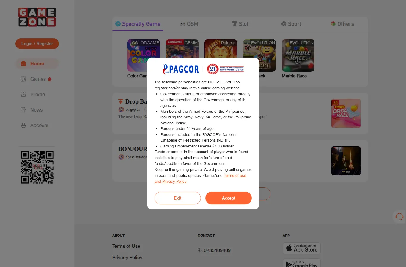 BingoPlus website homepage on desktop, full page, captured Oct 24, 2026
