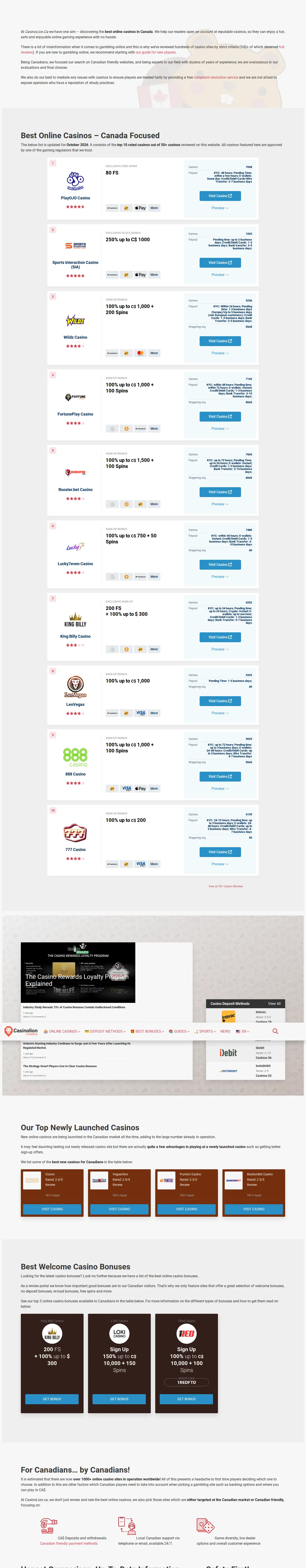 Homepage ng website ng đŸ¥‡Casino Lion sa desktop, buong pahina, kinuha Okt 27, 2026