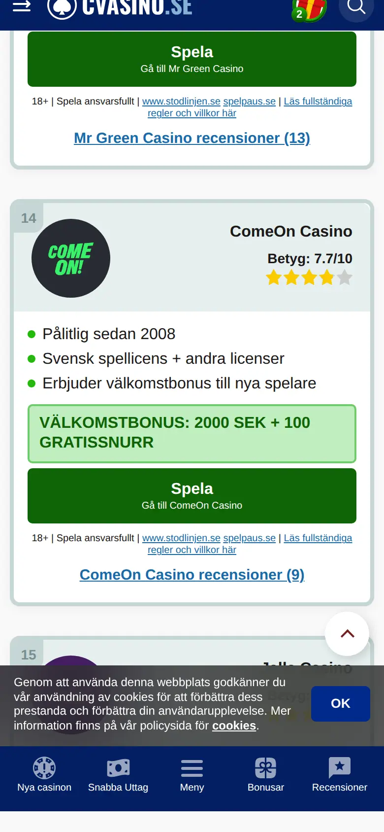 Website ng Casino Sverige sa mobile, kinuha Okt 27, 2026