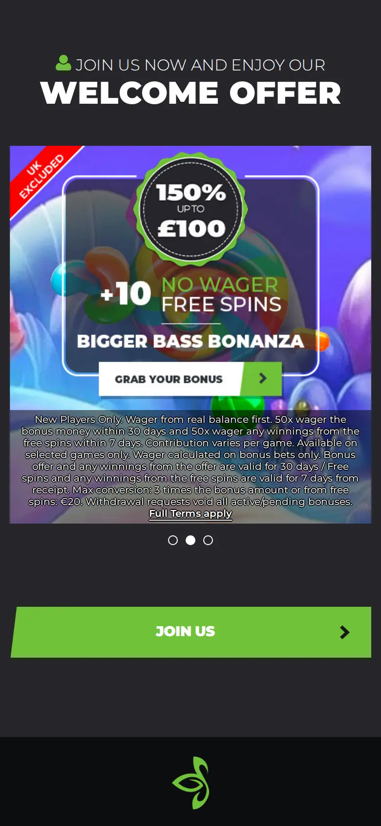 Dream Palace Casino website on mobile, captured Oct 27, 2026