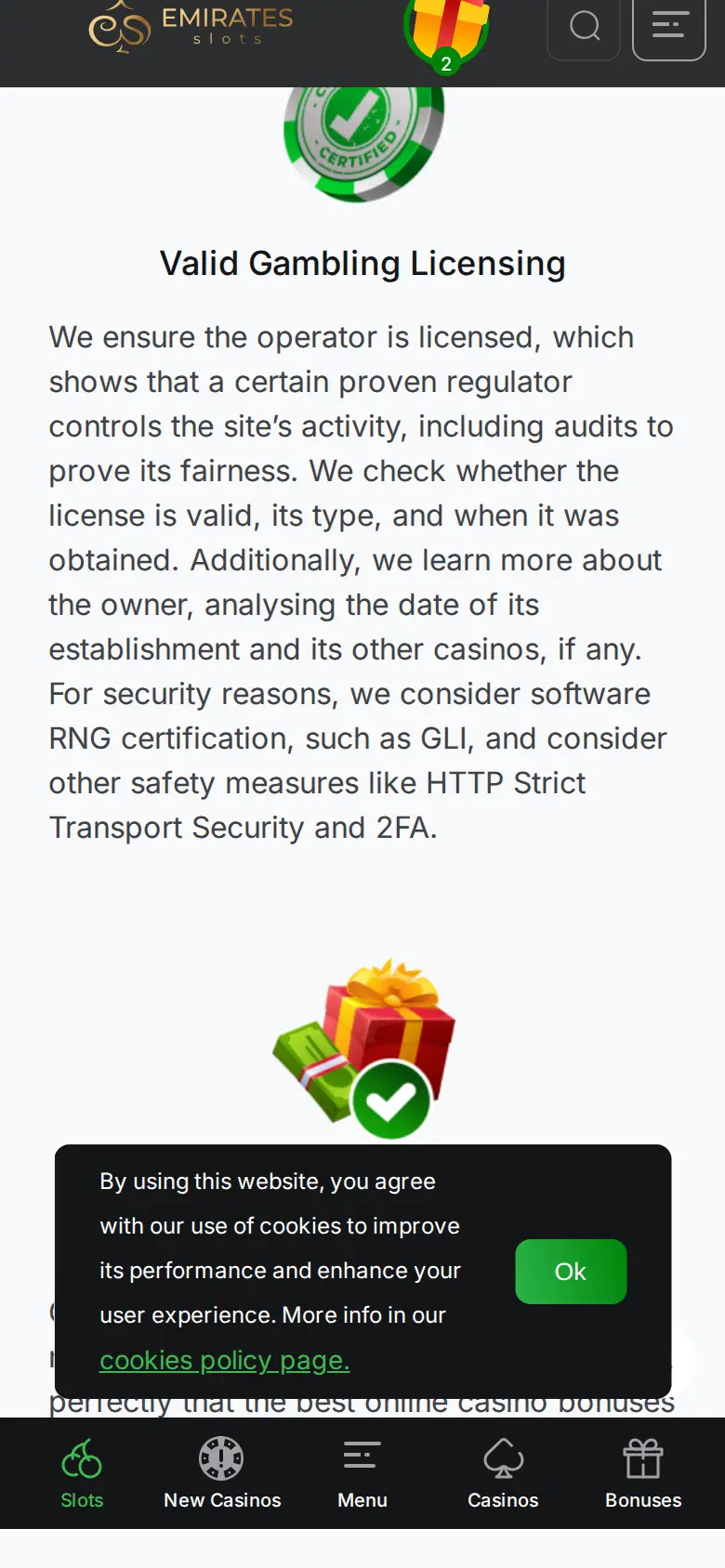 Emirates Slots website on mobile, captured Oct 27, 2026