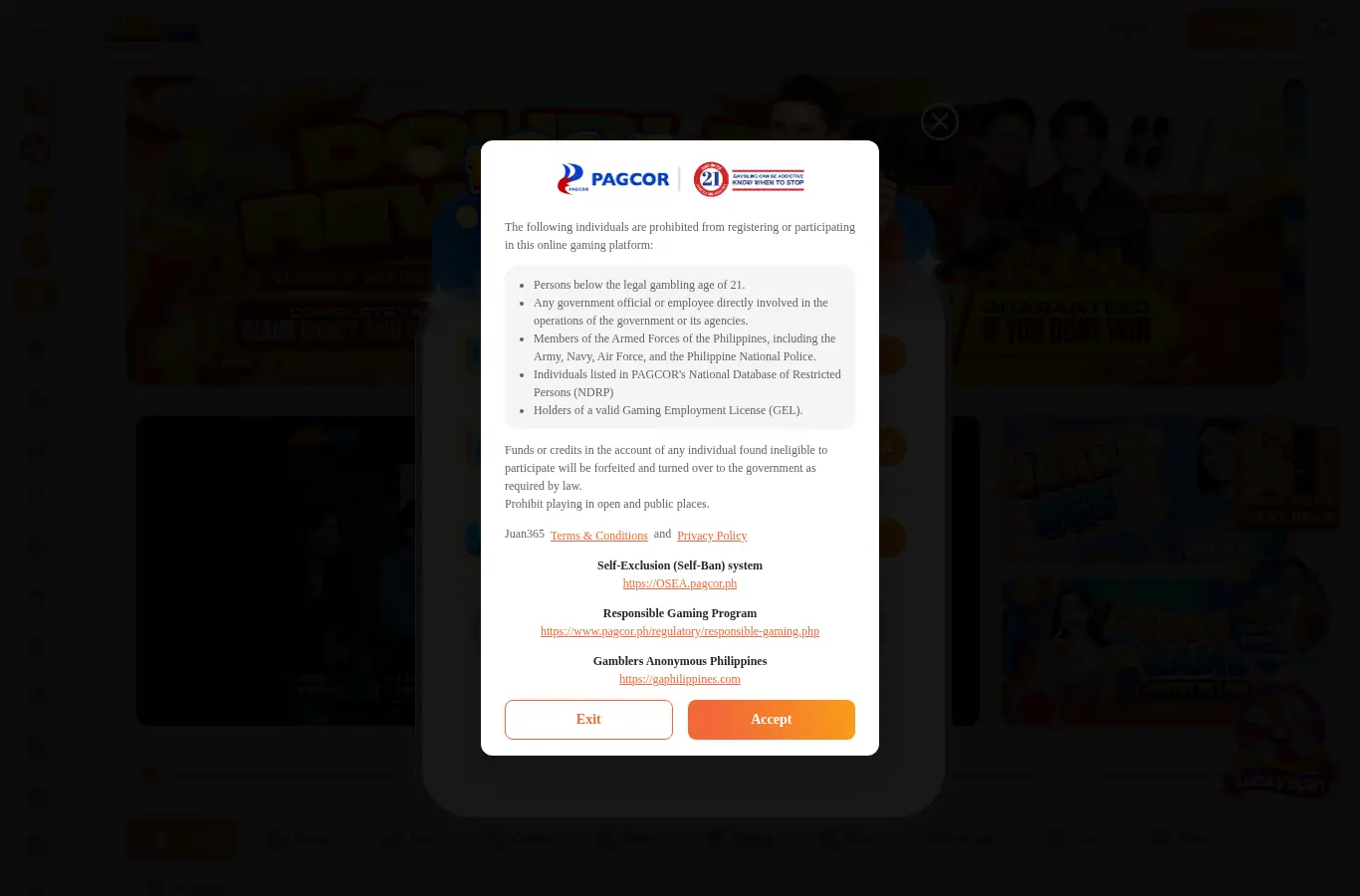 JUAN365 website homepage on desktop, full page, captured Oct 24, 2026
