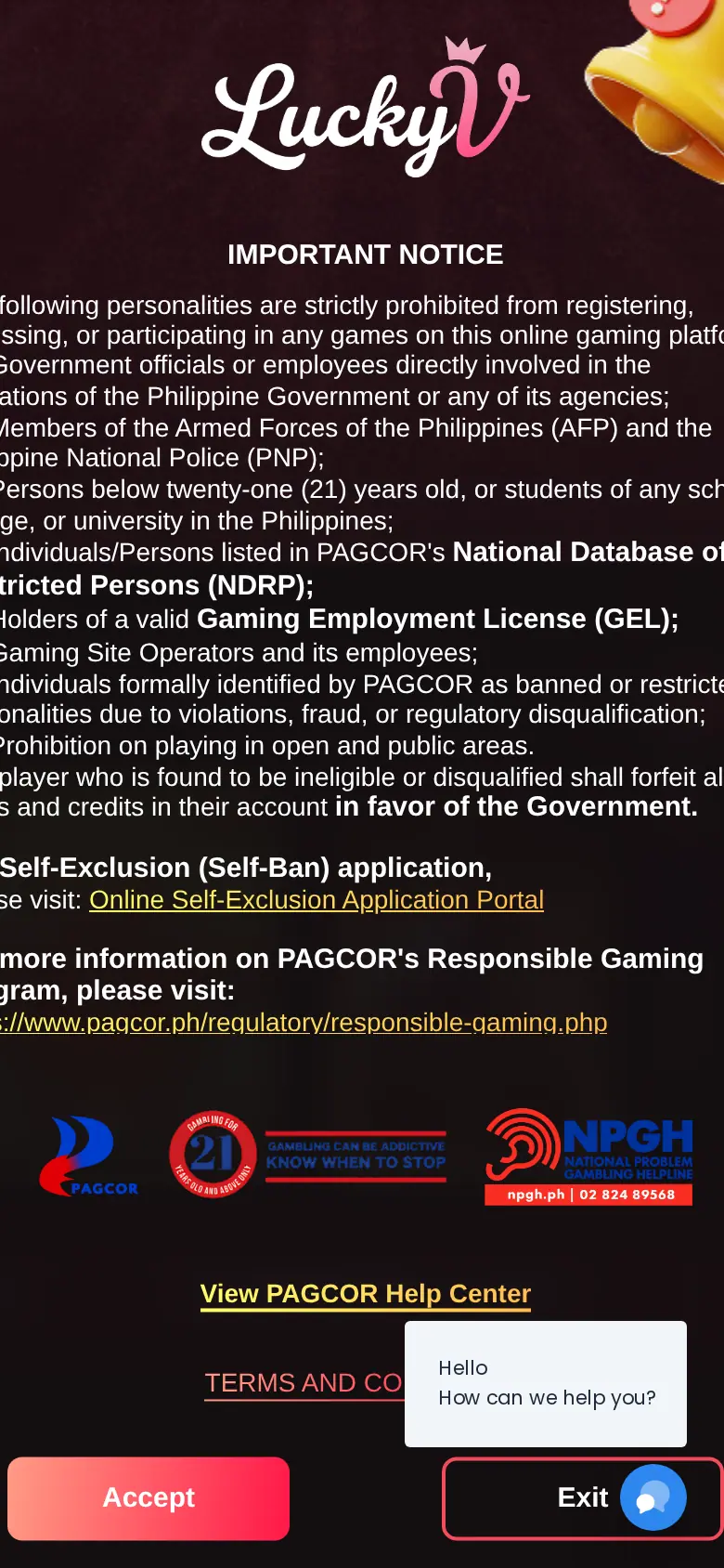 LUCKYV website on mobile, captured Oct 24, 2026
