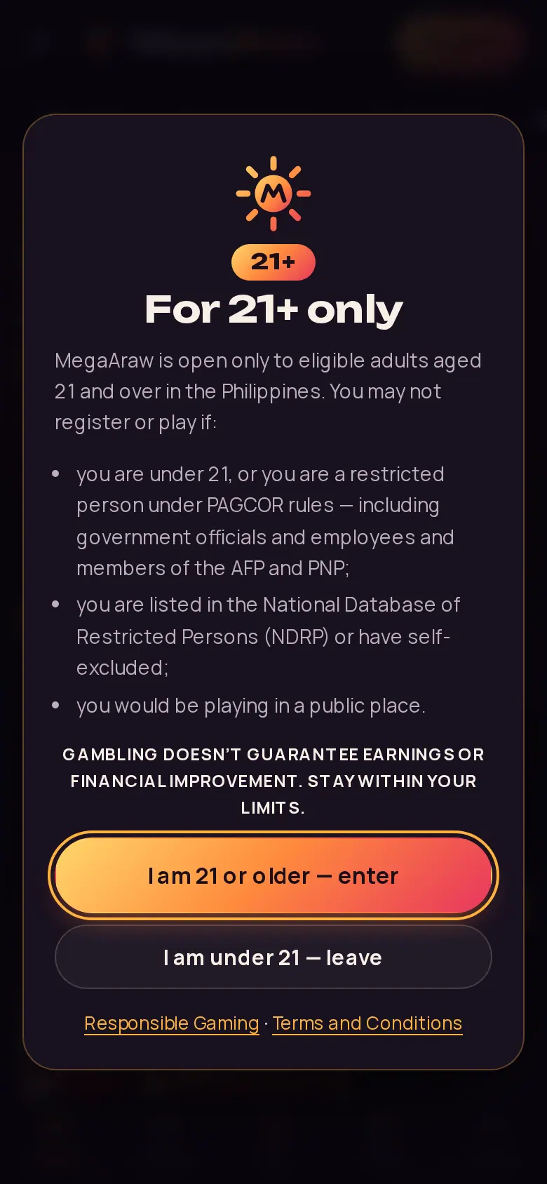 Website ng MegaAraw sa mobile, kinuha Okt 24, 2026