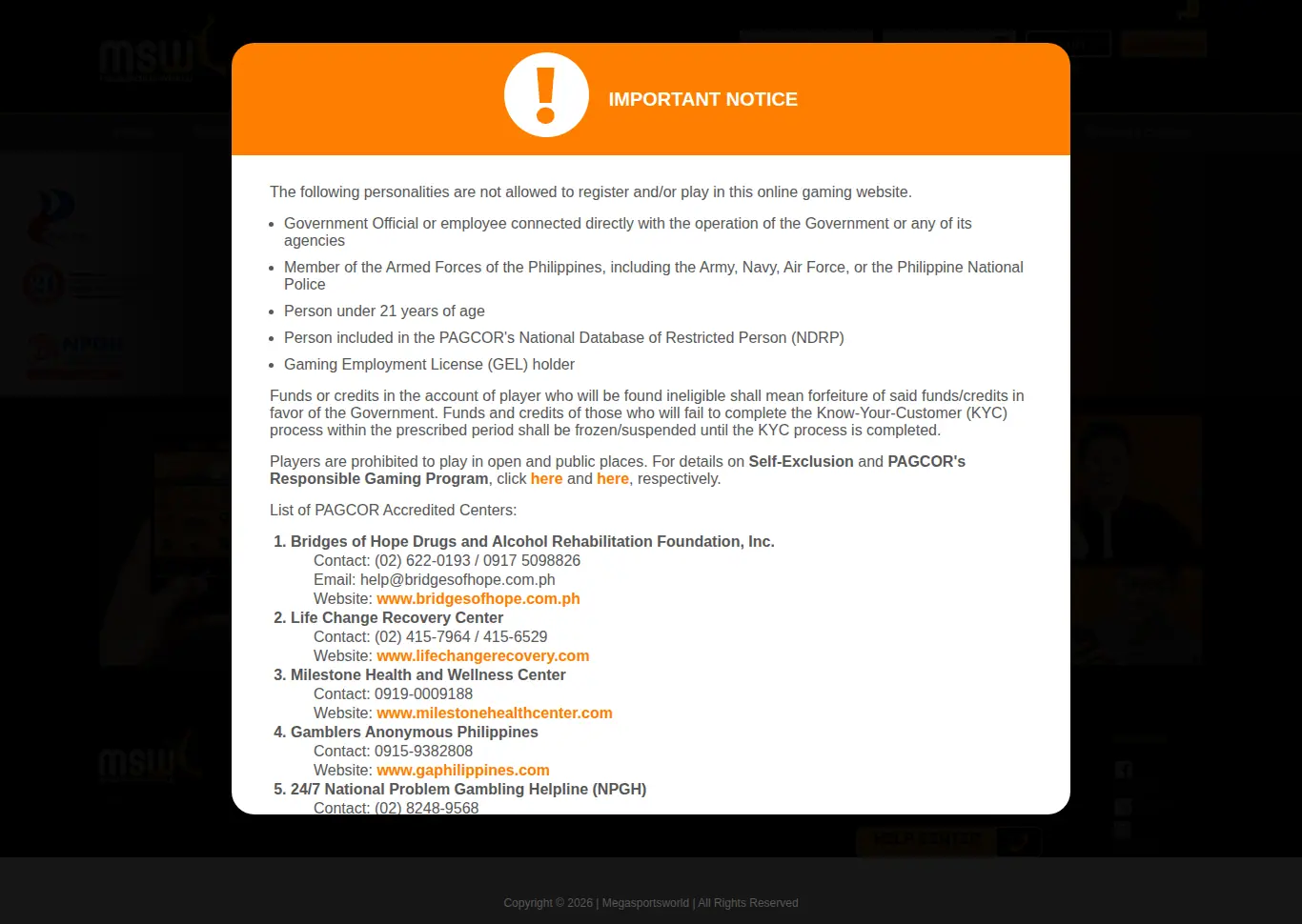 MegaSportsWorld website homepage on desktop, full page, captured Oct 24, 2026
