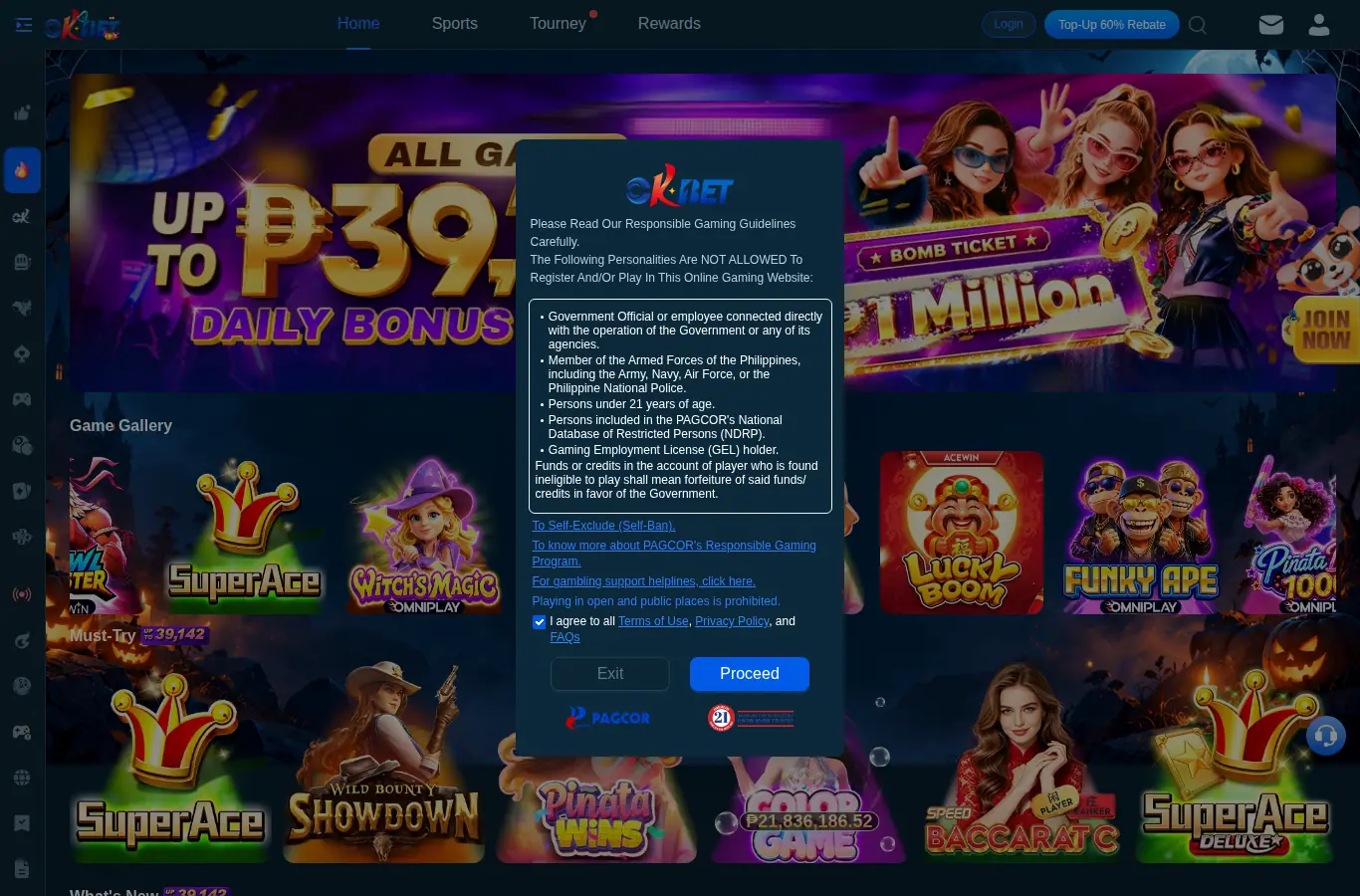OKBet website homepage on desktop, full page, captured Oct 24, 2026