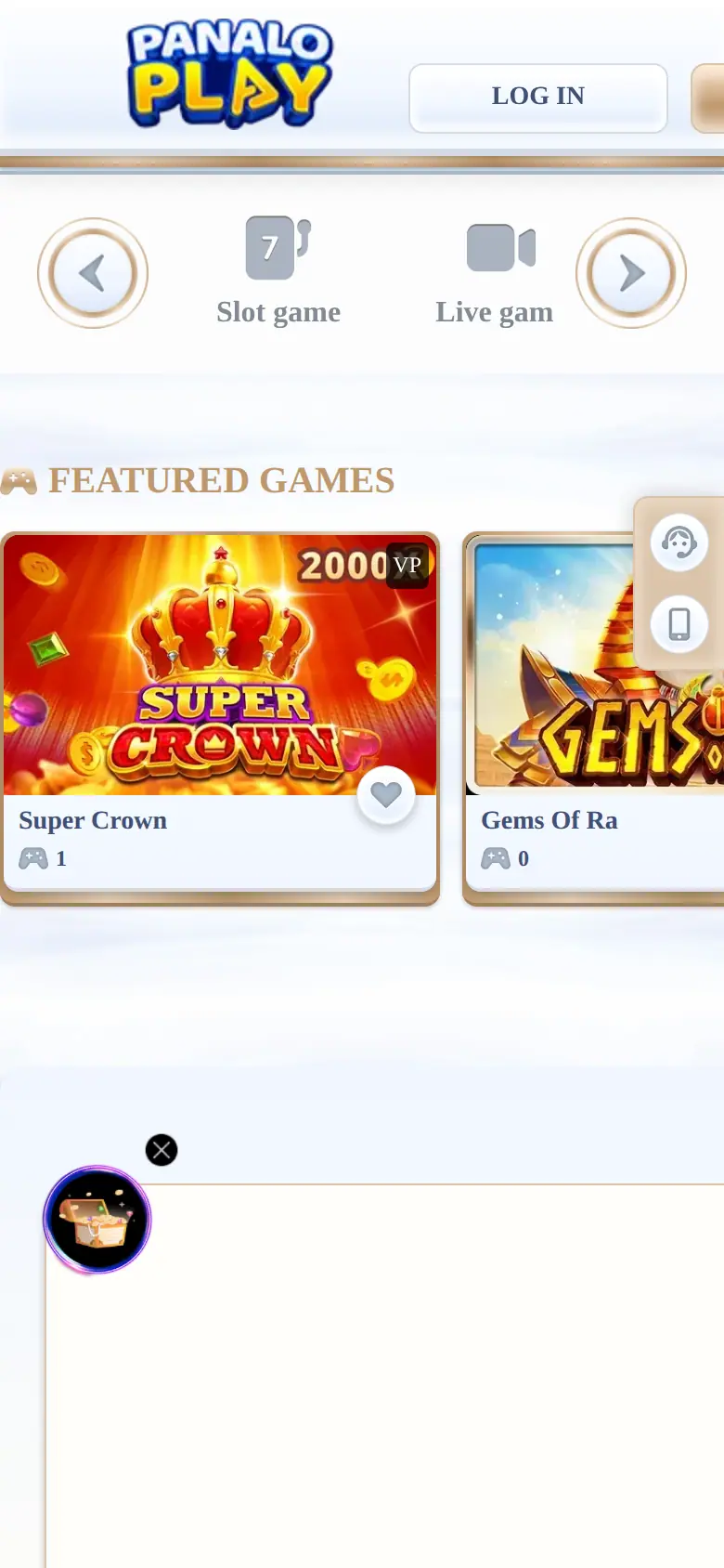 PanaloPlay website on mobile, captured Oct 24, 2026