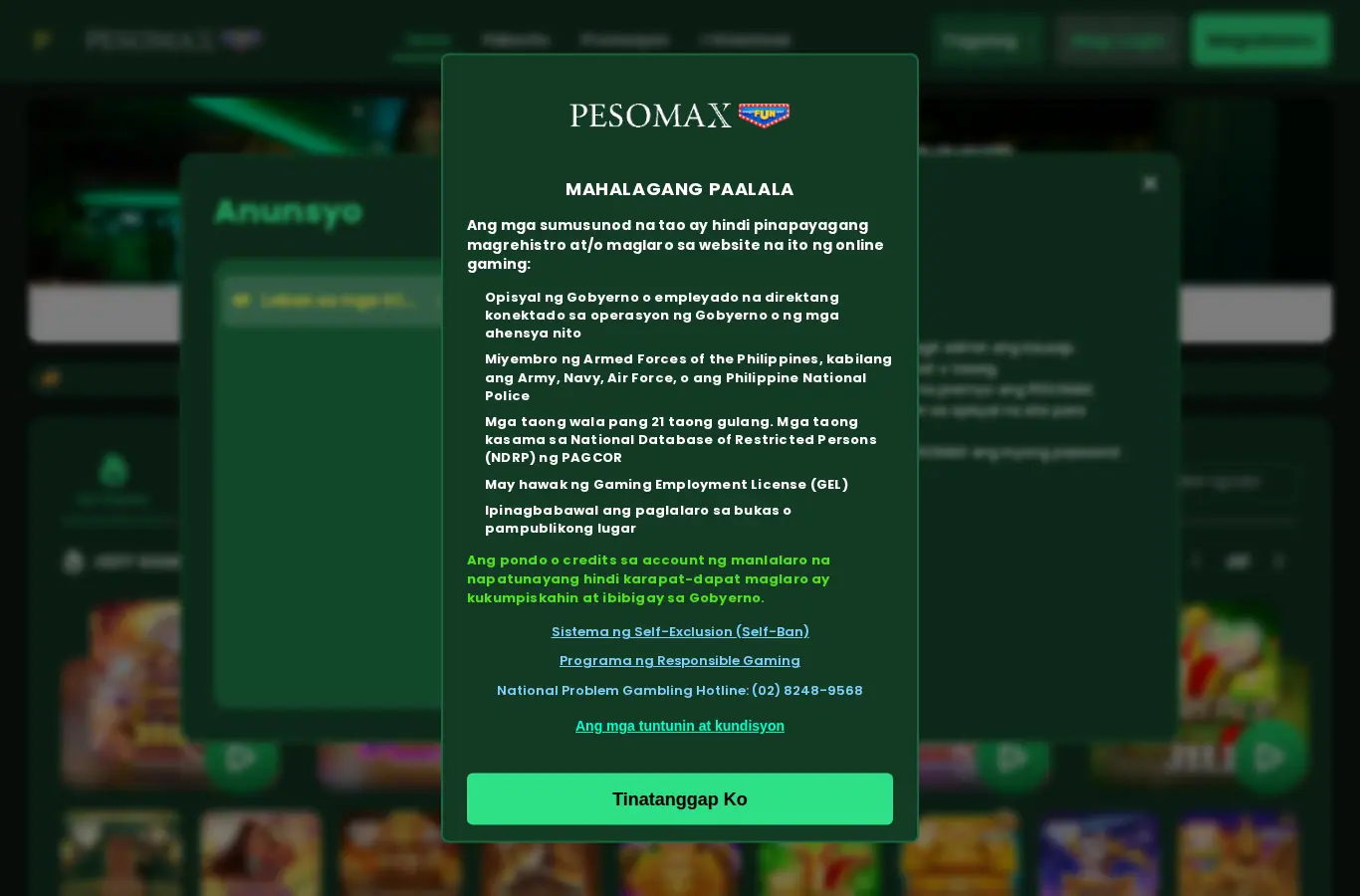 Homepage ng website ng PESOMAX sa desktop, buong pahina, kinuha Okt 24, 2026