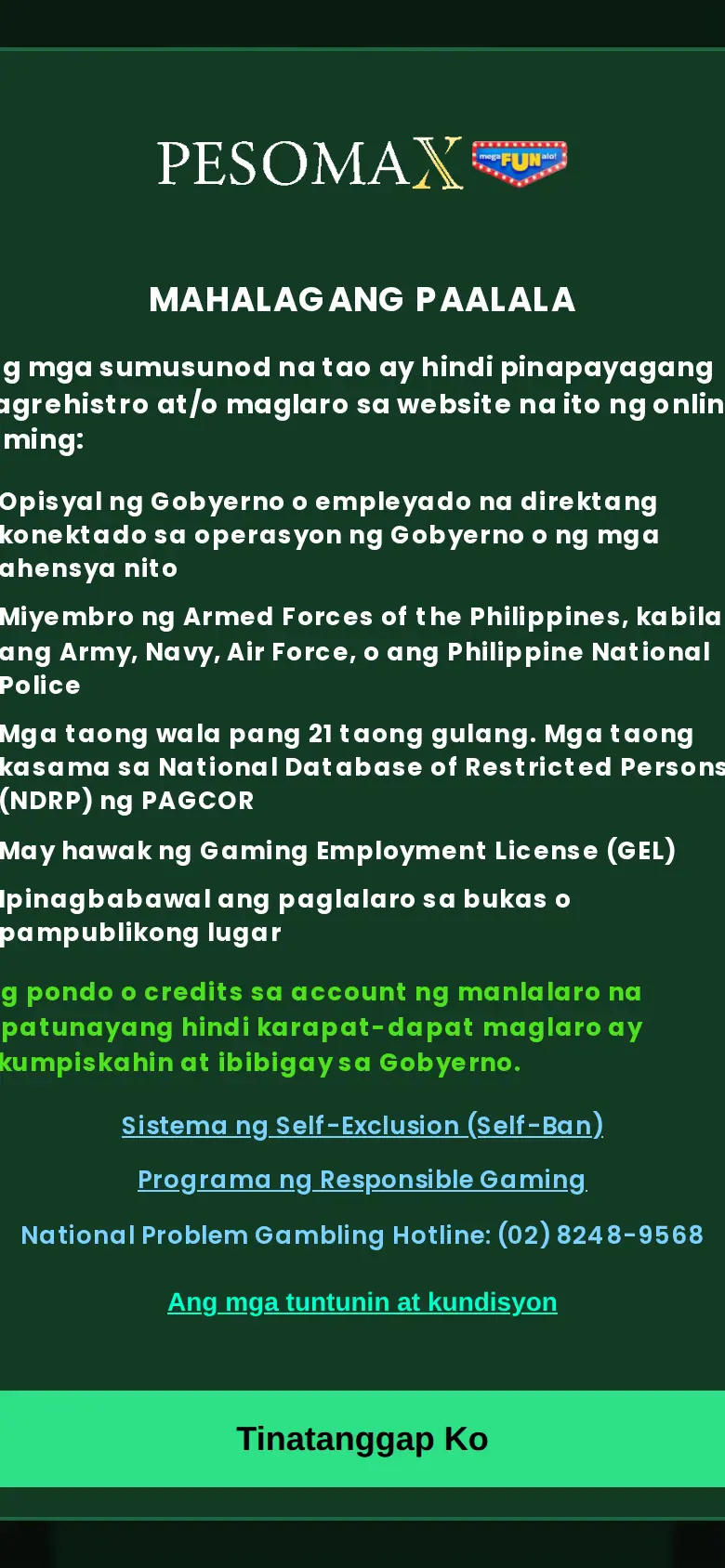 Website ng PESOMAX sa mobile, kinuha Okt 24, 2026