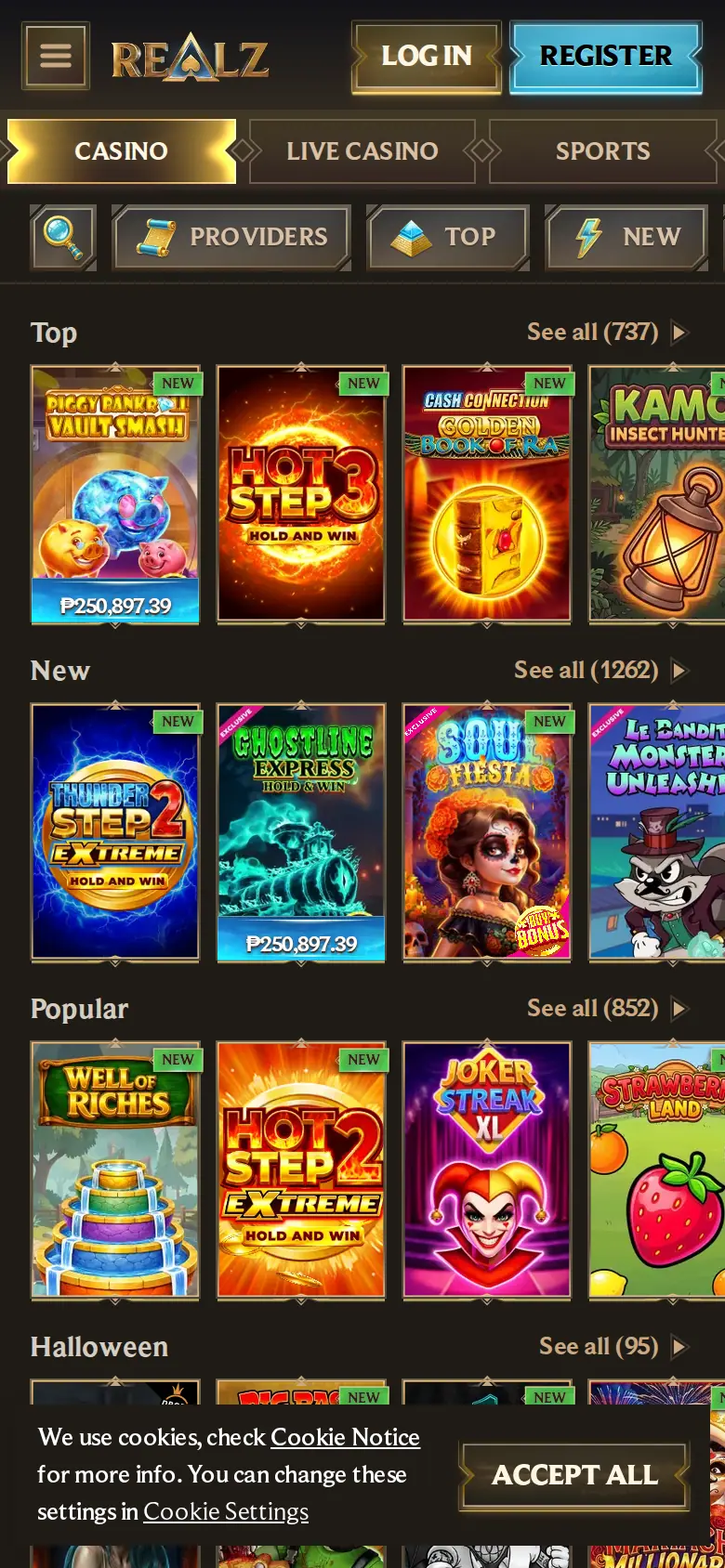Realz website on mobile, captured Oct 29, 2026