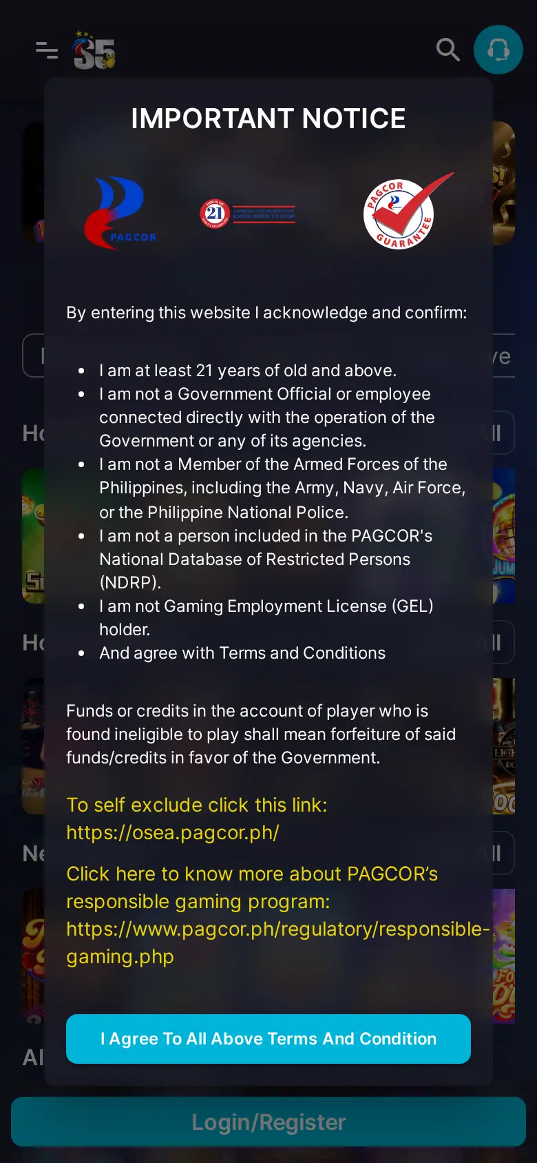 Website ng S5 Casino sa mobile, kinuha Okt 24, 2026