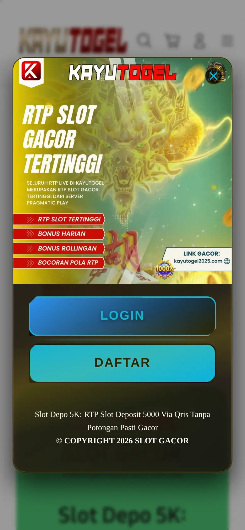 SLOT GACOR website on mobile, captured Oct 27, 2026