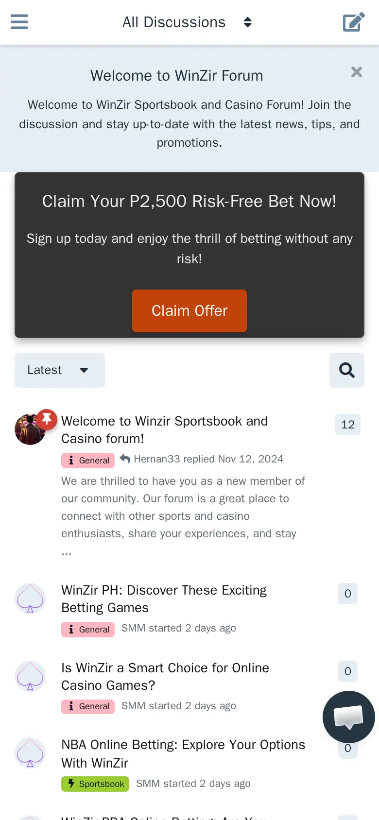 WinZir Forum website on mobile, captured Oct 24, 2026